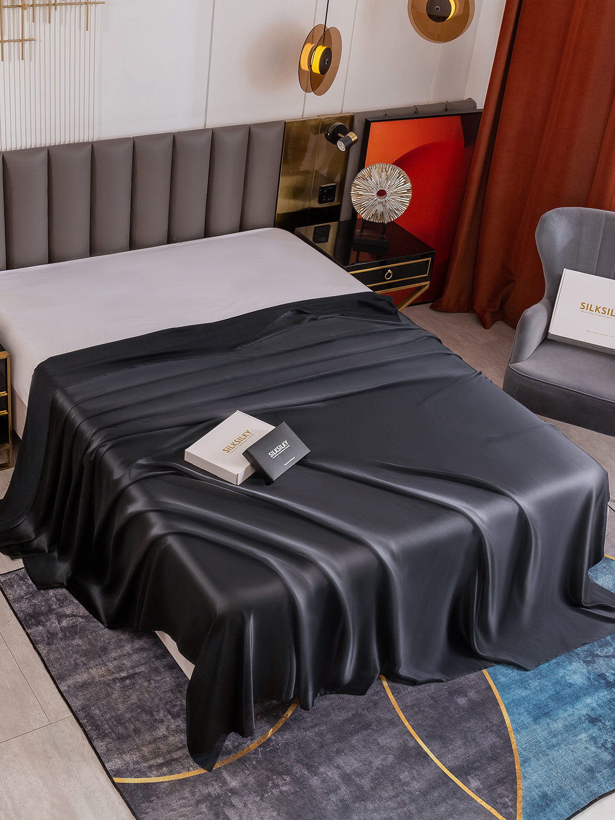 [Zwart] SilkSilky-NL 19Momme Sheet 001