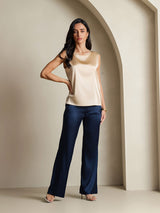 [Champagne] SilkSilky-NL Sleeveless Round Neck Cami-Top 008
