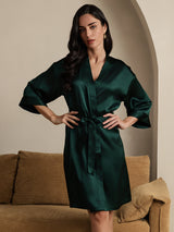 [Donkergroen] SilkSilky-NL 3/4 Sleeve Dames Kamerjas 004
