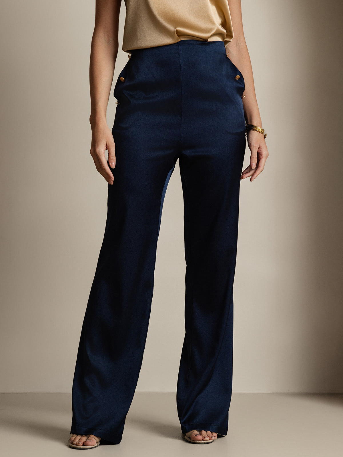 [Donkerblauw] SilkSilky-NL 19Momme Zijde Womens Pants 003