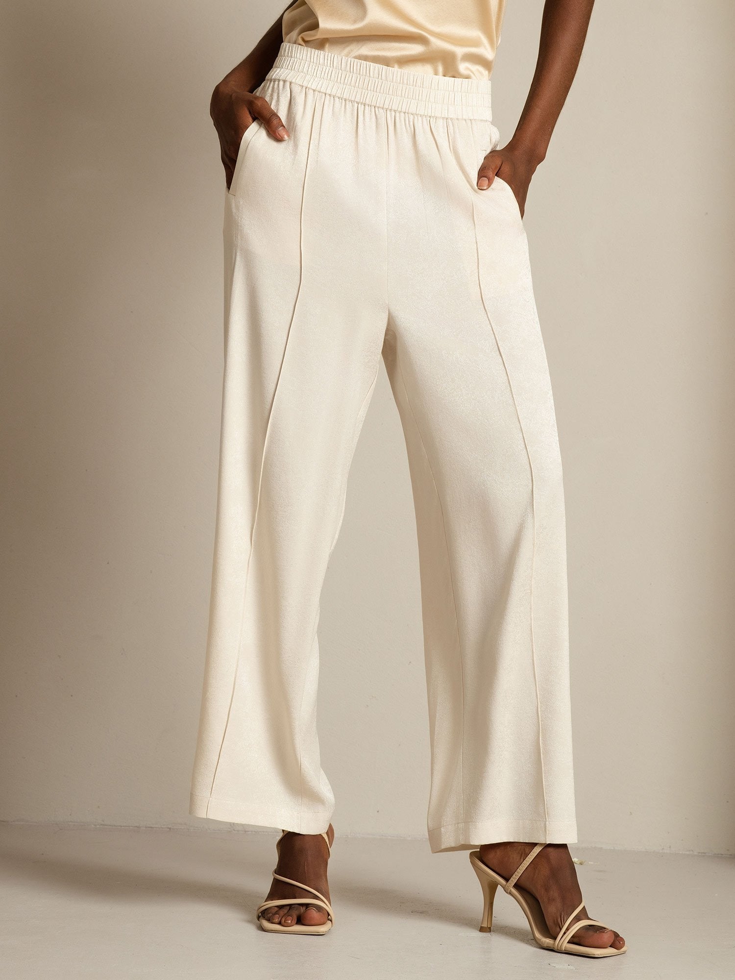 [Beige] SilkSilky-NL 22Momme Zijde Womens Pants 003