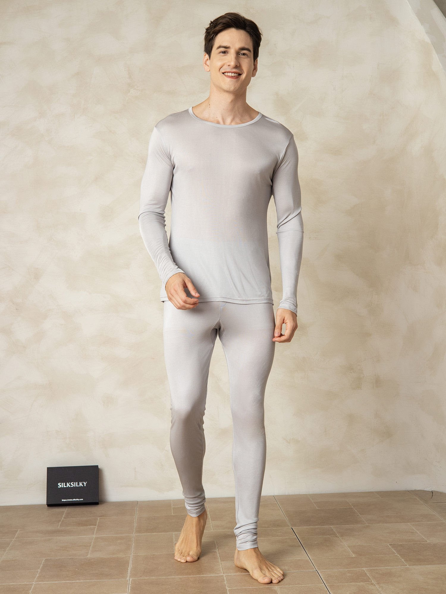 [Zilver] SilkSilky-NL Zijde Mens Pajamas 004