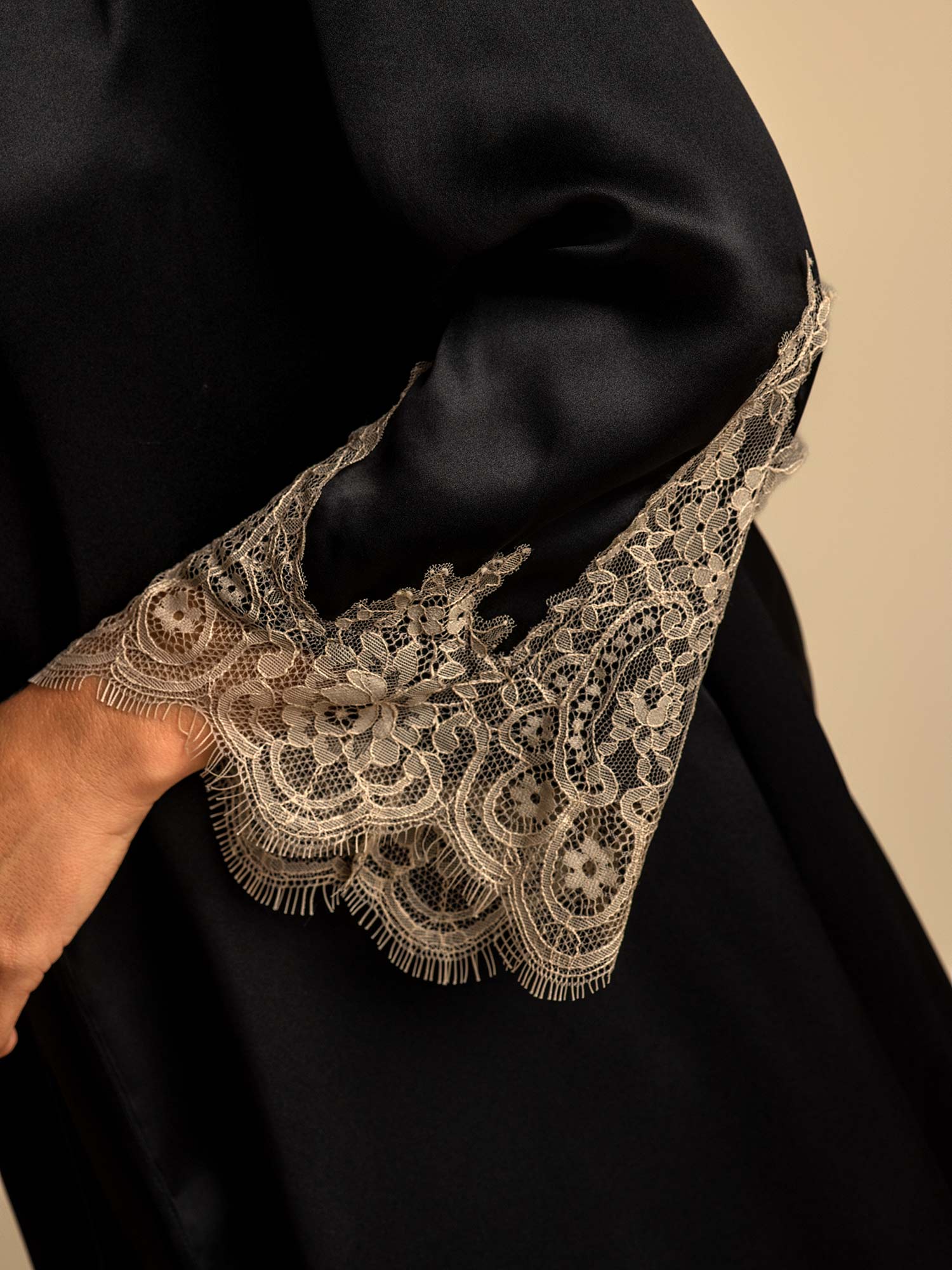 [Zwart] SilkSilky-NL Nightgown&Robe Set 004,