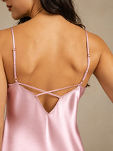 [Lichtroze] SilkSilky-NL Spaghetti Strap Split Nachthemd 005