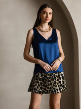 [Donkerblauw] SilkSilky-NL Sleeveless V Neck Cami-Top 005