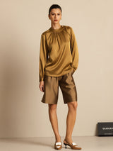 [Brons] SilkSilky-NL 19Momme Lange Mouw Ronde Hals Blouse 006