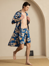 [Navy Draak] SilkSilky-NL Long Sleeve Heren Pyjama Set 005