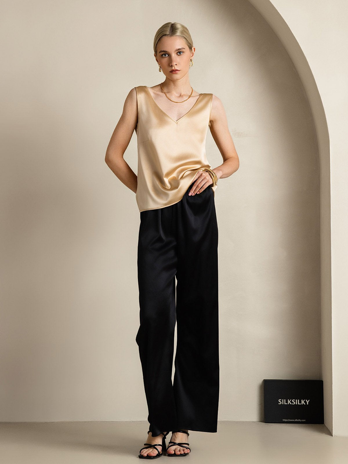 [Champagne] SilkSilky-NL 19Momme Zijde Camisoles 007