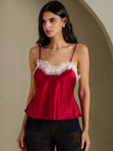 [Wijn] SilkSilky-NL Spaghetti Strap V Neck Cami-Top 001