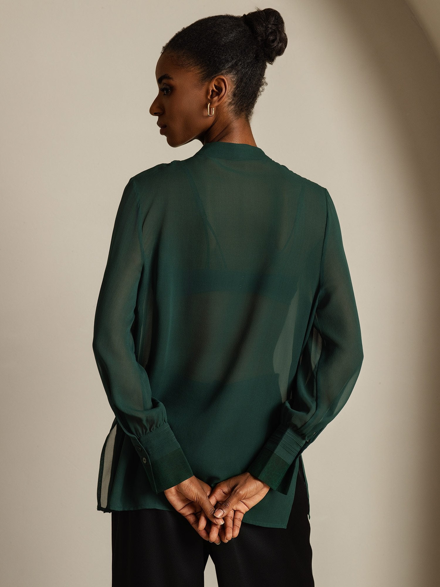 [Groen] SilkSilky-NL Zijde Womens Shirt 002