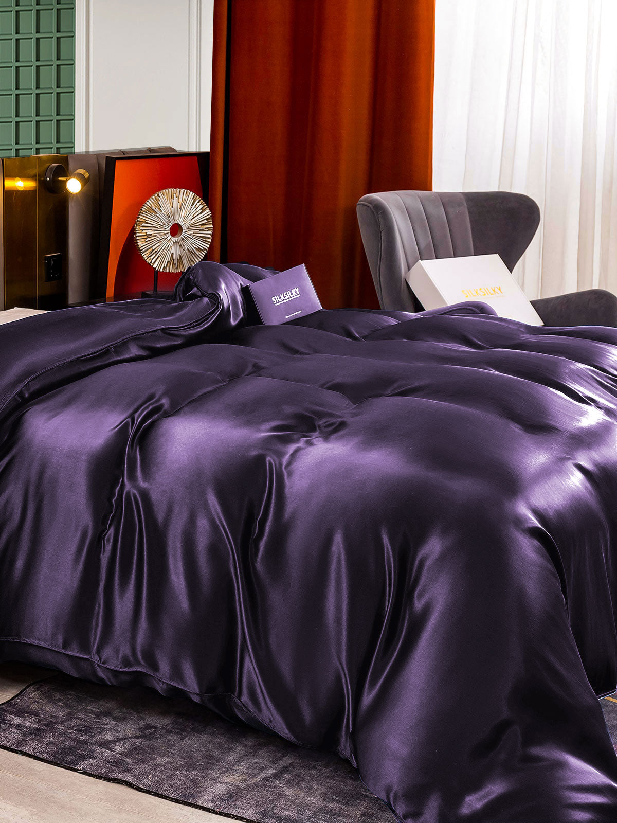 [Donkerpaars] SilkSilky-NL 22Momme Duvet Cover 004,