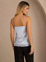 [Grijsachtig Blauw] SilkSilky-NL V Neck Cami-Top 002