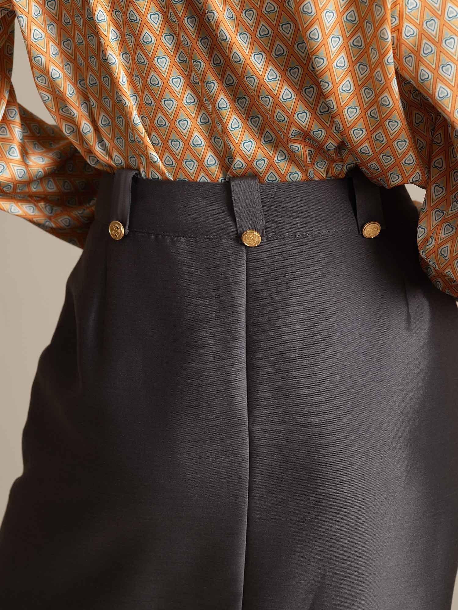 [Grijs] SilkSilky-NL 32Momme Silk-Wool Blend Skirt 005,