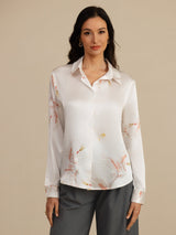 [Wit] SilkSilky-NL Long Sleeve Lapel Collar Dames Blouse 001