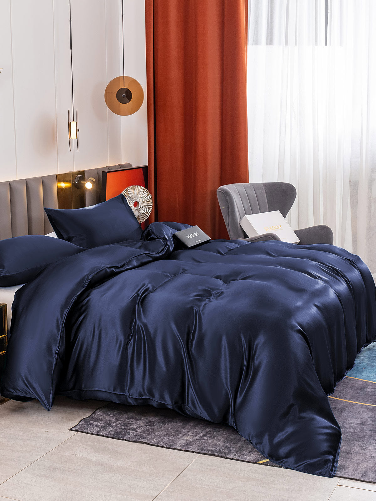[Donkerblauw] SilkSilky-NL 19Momme Bedding Set 003