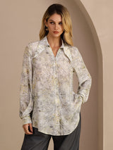 [Salie Bloem] SilkSilky-NL Long Sleeve Lapel Collar Blouse 001