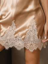 [Champagne] SilkSilky-NL Spaghetti Strap V Neck Nachthemd 004