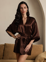 [Koffie] SilkSilky-NL 3/4 Sleeve Dames Kamerjas 001