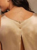 [Champagne] SilkSilky-NL Sleeveless Scoop Neck Dames Pyjama Set 005