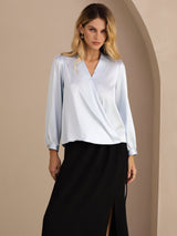 [Lichtblauw] SilkSilky-NL Long Sleeve Blouse 001