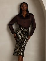 [Pure Chocolade] SilkSilky-NL Long Sleeve Lapel Collar Dames Blouse 005