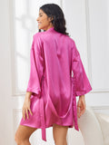 SilkSilky NL Pure Silk Halve Mouw Womens Robe Wijn 007