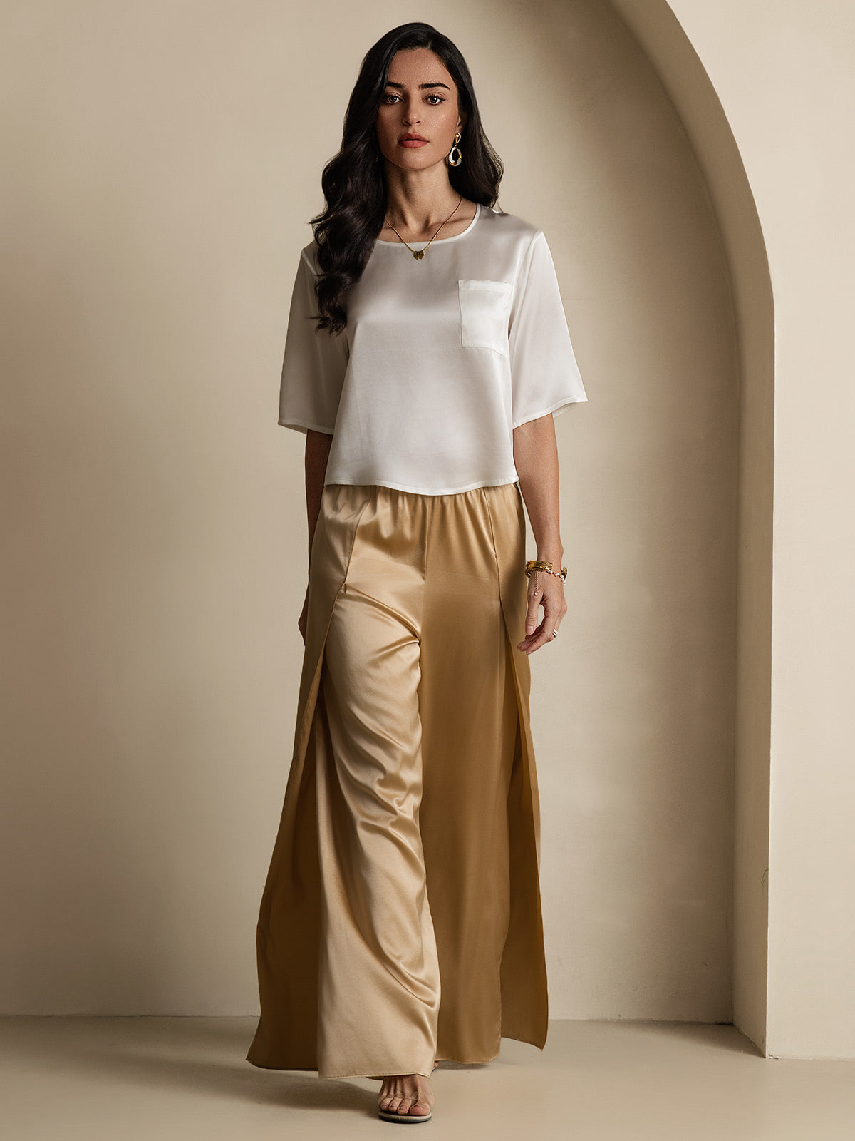 [Wit] SilkSilky-NL Boat Hals Dames T-Shirt 008