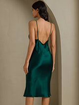 [Groen] SilkSilky-NL Spaghetti Strap V Neck Jurk 002