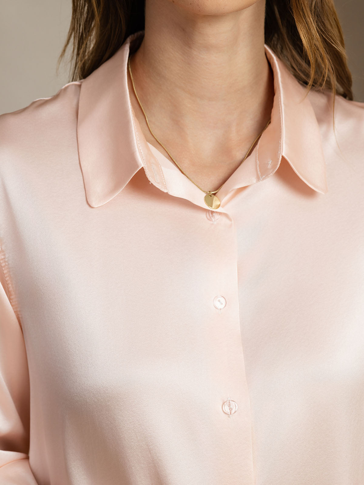 [Lichtroze] SilkSilky-NL Zijde Kraag Dames Blouse 004