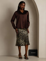 [Pure Chocolade] SilkSilky-NL Long Sleeve Lapel Collar Dames Blouse 005
