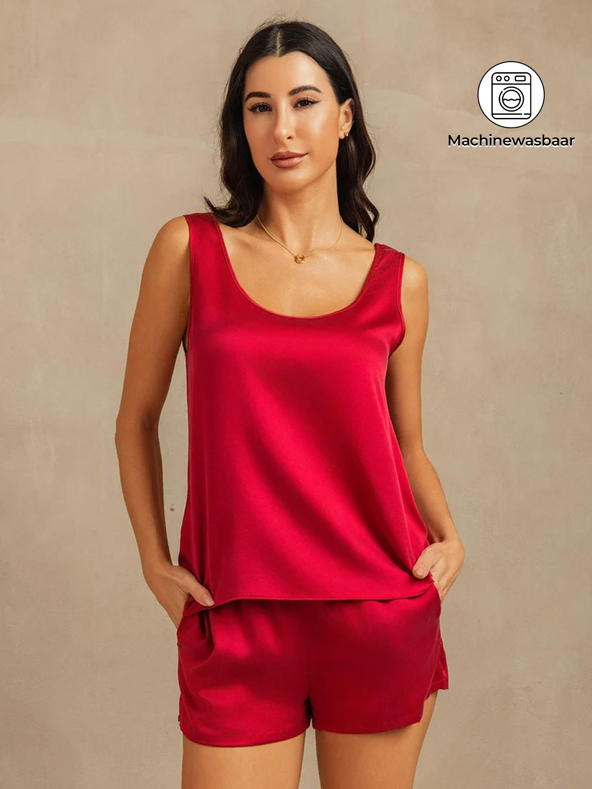 [Wijn] SilkSilky-NL 19Momme Zijde Womens Pajamas 001