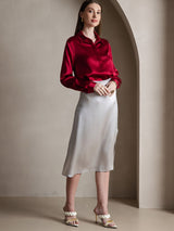 [Wijn] SilkSilky-NL Long Sleeve Lapel Collar Dames Blouse 006