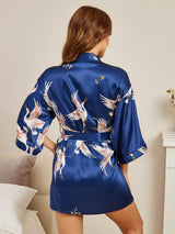 [Donkerblauw] SilkSilky-NL 3/4 Sleeve Dames Kamerjas 002