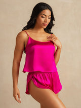 [Rode Roos] SilkSilky-NL Spaghetti Bandjes Diepe Ronde Hals Cami-Set 003