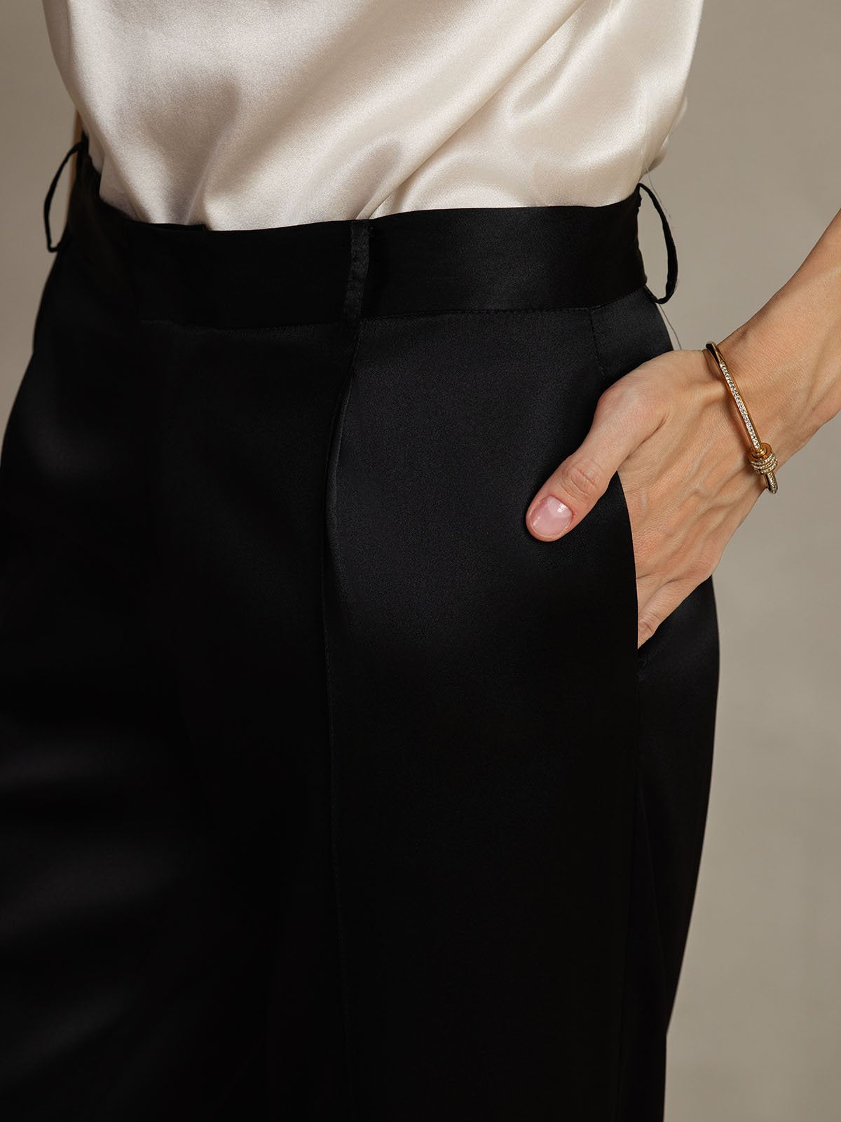 [Zwart] SilkSilky-NL 19Momme Zijde Womens Pants 004