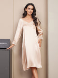 SilkSilky NL Pure Silk Lange Mouw Nightgown Champagne 004