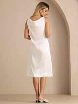 [Wit] SilkSilky-NL Sleeveless Cowl Neck Jurk 002