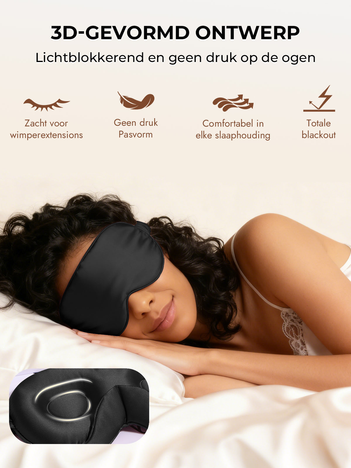 [Zwart] SilkSilky-NL Zijde Eye Mask 006