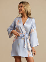 [Lichtblauw] SilkSilky-NL 3/4 Sleeve Dames Kamerjas 003