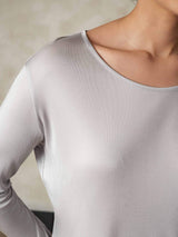 [Zilver] SilkSilky-NL Lange Mouw Ronde Hals Dames Lange Onderkleding 004