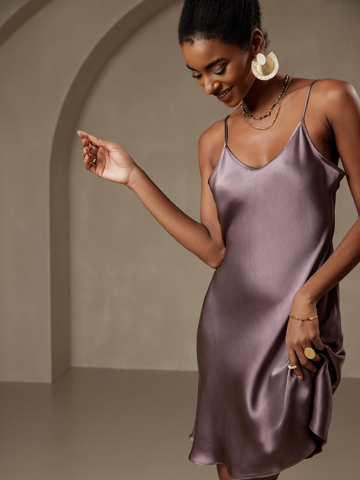 [Paars Grijs] SilkSilky-NL Dress 003