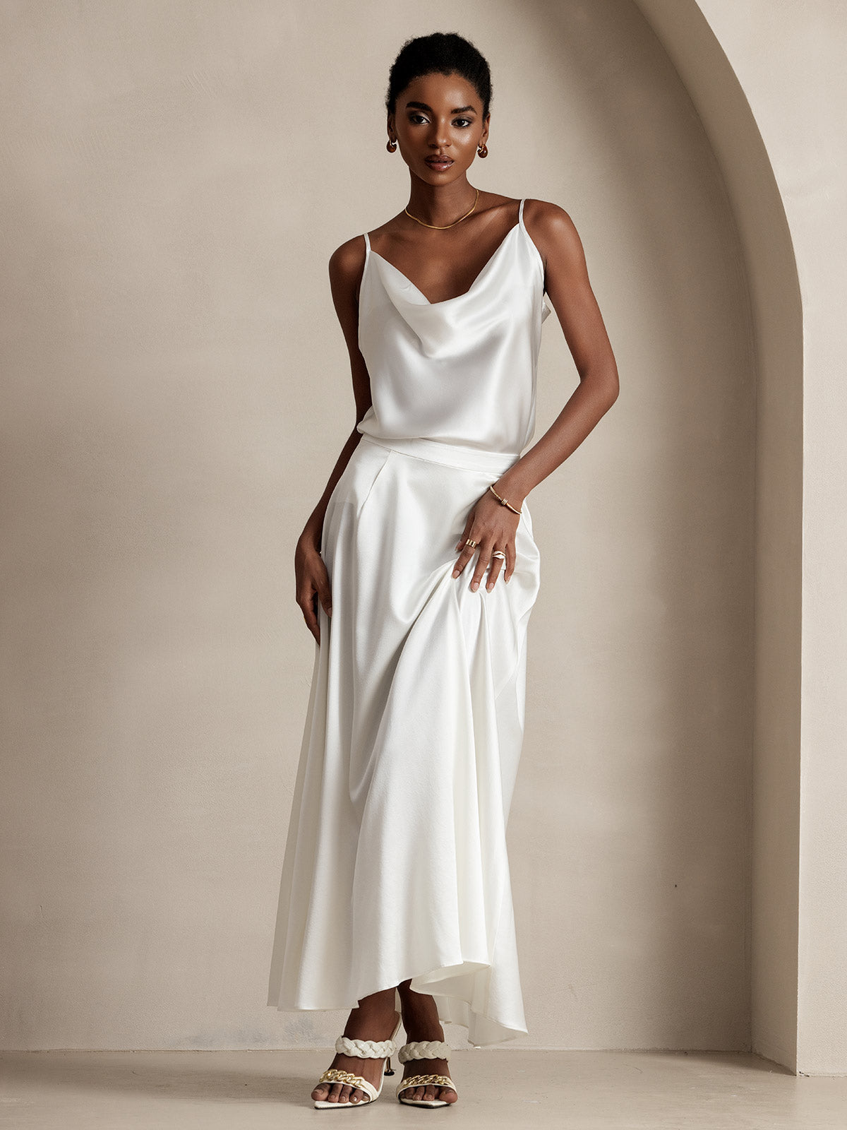 [Wit] SilkSilky-NL 19Momme Zijde Skirt 004