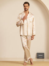 [Champagne] SilkSilky-NL Long Sleeve Notch Collar Heren Pyjama Set 003
