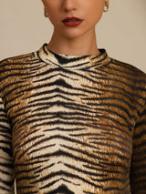 [Tijger] SilkSilky-NL Lange Mouw Col Montant Dames T-Shirt 006