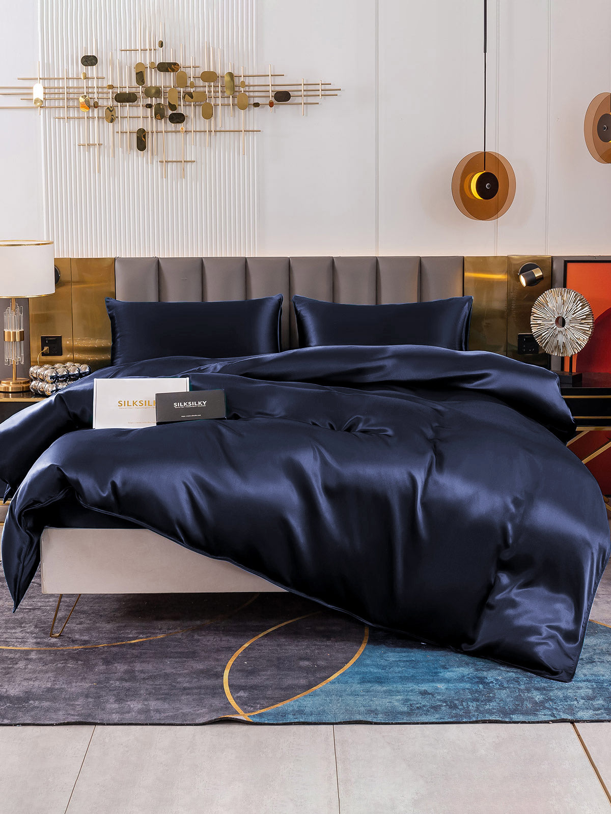 [Donkerblauw] SilkSilky-NL 19Momme Bedding Set 002
