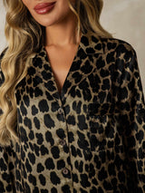[Leopard] SilkSilky-NL Lange Mouw Notchkraag Slaap Hemd 005