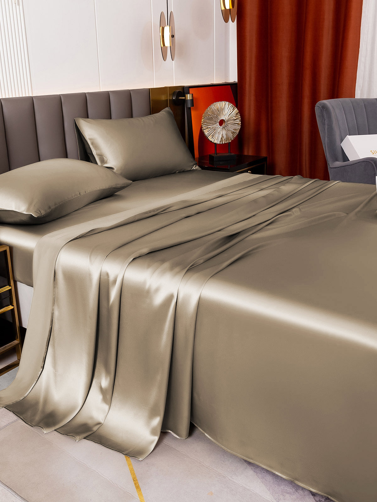 [Khaki] SilkSilky-NL 19Momme Bedding Set 003