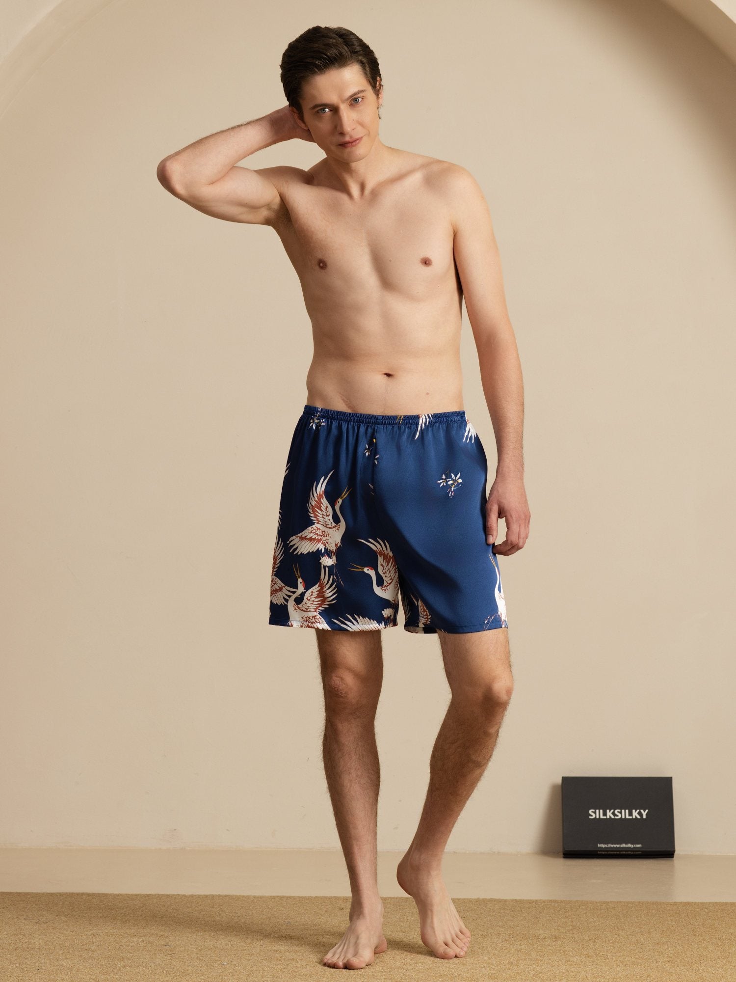 [Donkerblauw] SilkSilky-NL 19Momme Mens Sleep Bottoms 006
