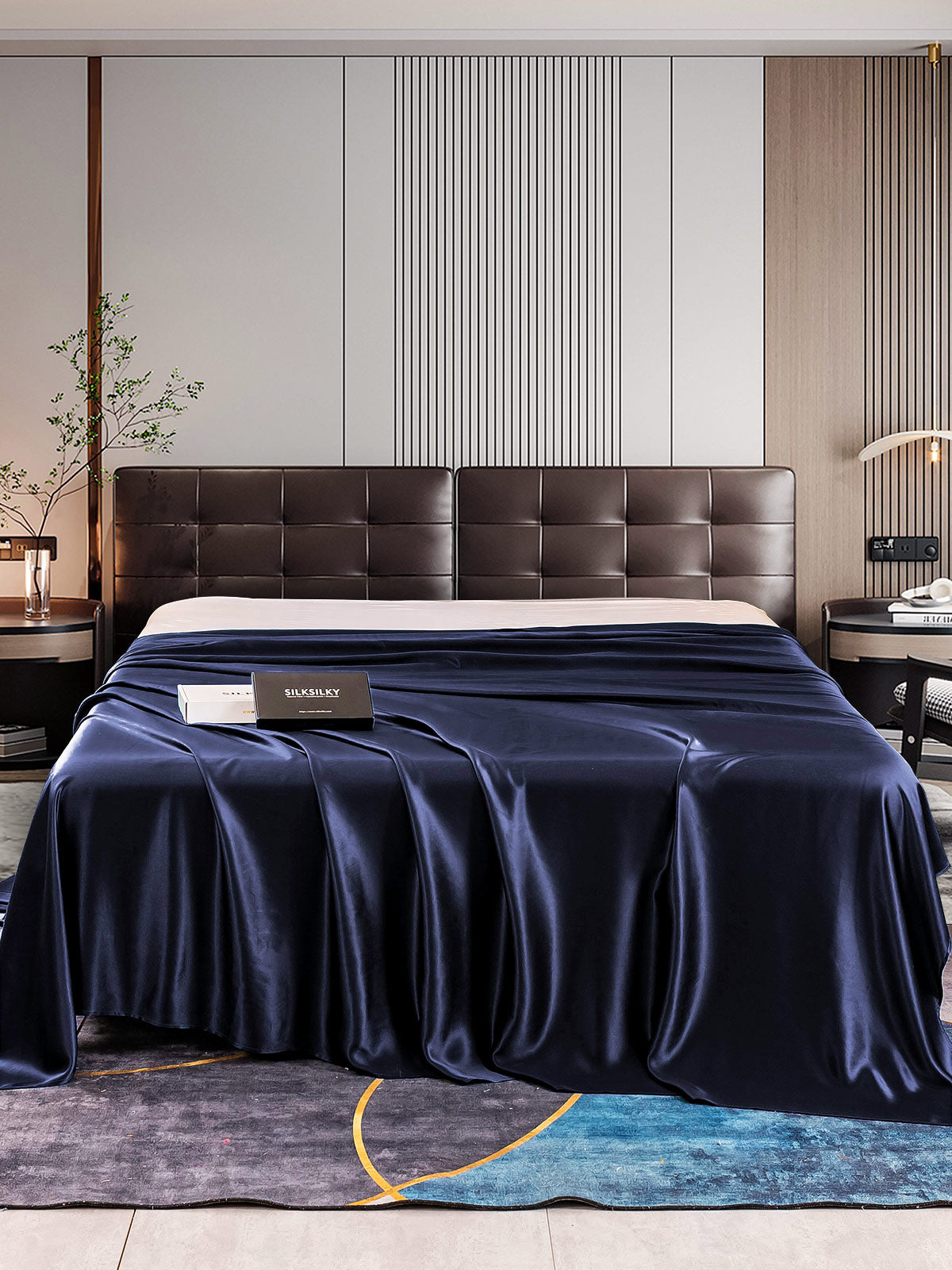 [Donkerblauw] SilkSilky-NL 22Momme Sheet 001