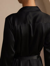 [Zwart] SilkSilky-NL Long Sleeve Lapel Collar Jurk 004